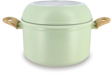 MENASTYL - Batterie de Cuisine Empilable - Gamme The Super Ball - 98% d'Aluminium Recyclé - Compact - Revêtement Céramique Antiadhésif - Tous Feux dont Induction - Couleur Céladon - 8 Pièces