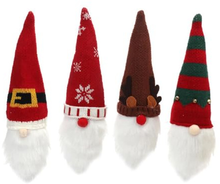 EPIGEIST 4 Pièces Housses Décoratives pour Bouteilles de Vin Style GNOME Tissu Décoration Festive de Noël pour Table de Fête