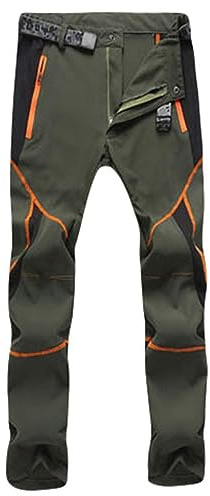 Pantaloni Trekking Uomo Donna Softshell Antivento Impermeabili Pantaloni da Montagna Asciugatura Rapida Stretch Pantalone Tattici da Lavoro Eleganti per Escursionismo​ Moto Caccia,Army Green,XL