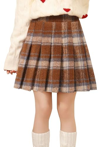 Happy Cherry - Fille Jupe à Carreaux Plissée Courte Taille Haute pour Hiver Printemps Automne Mini Jupes Filles avec Doublure pour Fêtes Carnaval Mariages - 12-13 Ans - Rouge