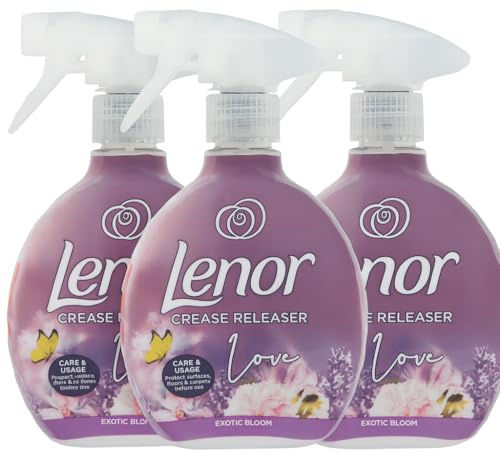 Lenor Crease Releaser Exotic Bloom Triple Pack x 500ml Fabric Spray for Removing Wrinkles Easy Iron Spray Long Lasting Fresh Scent Clothes Freshener for Linen Upholstery Bedding Curtains Clothing