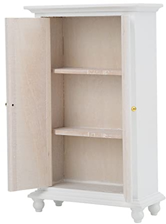 Pongnas Puppenschrank, Mini Schrank Doll Kleidung Kleiderschrank Dollhouse Garderobe Miniatur Weiße Holzgarderobe für Puppenhausmöbel Accessoire