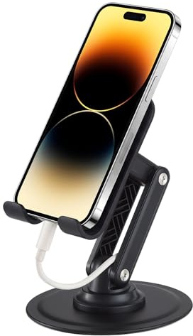 PJZZNDD Handyhalterung Tisch，360° Drehbarer Klappbarer Handy Ständer Kompatibel mit iPhone 17/16/15/14/13/12/11 Pro, XR, XS, X, Samsung, Xiaomi