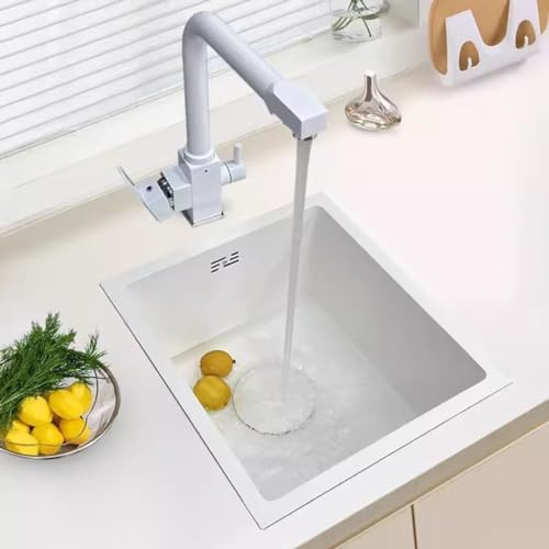 HYJAUSXB Balcony White Nano Bar Small Single Tank Topmount Bowl Outdoor Campervan (Color : White, Size 45 * 30 20cm)