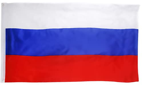 Drapeau national russe, grande bannière en polyester, blanc, rouge et bleu, 90 x 150 cm, avec œillets pour accrocher et mât de drapeau