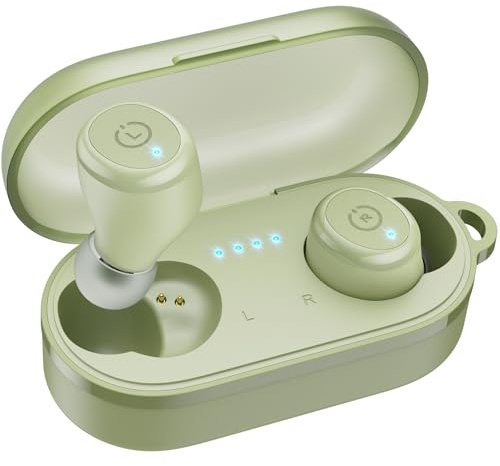 TOZO T10 2026 Bluetooth 5.3 Earbuds True Wireless Stereo Earphones Headphones IPX8 Waterproof in Ear Wireless Charging Case Built in Mic Headset Premium Sound with Deep Bass for Running Sport (Green)