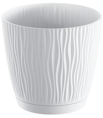Recamania Maceta de plástico para jardín, terraza o balcón | Color: Blanco | Diámetro: 24 cm | Diseño Oasis