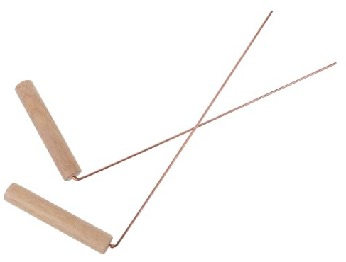 IMIKEYA Lot de 2 Baguettes de Sourcier en Laiton et Bois, Robustes et Confortables, pour Chasse et Activités de Plein Air