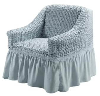 My Palace Aurora Sesselschoner 1 Sitzer Stretch und antirutsch Sesselhusse Fernsehsessel Bezug elastischer Sesselüberwurf mit Schaumstoffankern, 70-120cm Grau