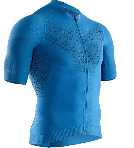 X-Bionic Twyce Kurzarm-Radsport-Kompressions-Jersey-T-Shirt mit Reißverschluss Blau Mann Grösse M