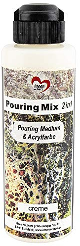 Ideen mit Herz Pouring Mix 2in1 | Pouring Medium & Acrylfarbe | 180 ml | kein weiteres Mischen mit Fluid, Medium oder Silikonöl erforderlich (creme)