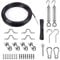 TooTaci Outdoor String Light Hanging Kit, Globe String Light Suspension Kit, Includes 30M/2.3mm Black Coated Stainless Steel Guide Cable, M5 Turnbuckle Wire Tensioner