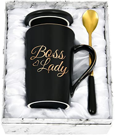 YHRJWN Tasse à café en céramique faite à la main pour patron, 414 ml, cadeau de reconnaissance pour la journée des patrons pour femme patron, emballage exquis