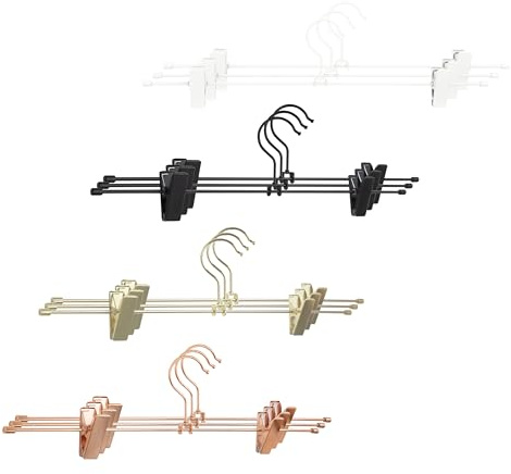 Gard Hosenbügel 360° drehbar hochwertiger Design Kleiderbügel Metall Wirbelhaken Multifunktionsbügel platzsparend Rockbügel für Kleiderstangen und Garderobenständer (Hosenbügel - 9er Set, Gold)
