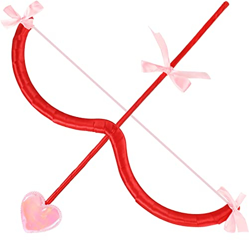 Halloween Amor Pfeil und Bogen Amor Zubehör Herzform Bogen Knoten Amor Halloween Kostüm für Damen Herren (Rot)