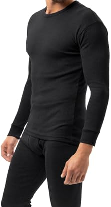 BestSale247 Herren Thermo Unterhemd Innenfleece warmes Winter Unterwäsche Langarm Baumwolle (Schwarz, L)
