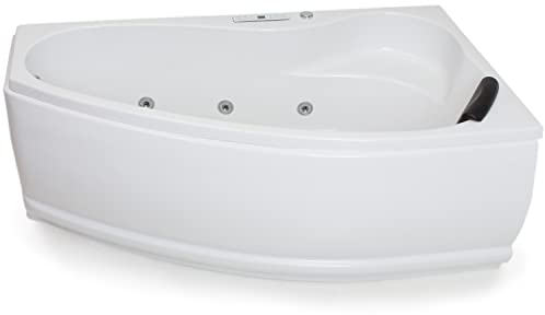 Basera® PREMIUM Indoor Eck-Whirlpool Badewanne Formentera 160 x 90 cm mit 17 Massagedüsen, Heizung, Ozongenerator, Bodenansaugung, LED-Ambiente, Touchpanel, Bluetooth, Radio