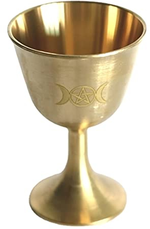 KANEIDALINNA Ritual Kelch Altar Kelch Wicca Vergoldung Messing Zeremonie Mond Weissagung Prop