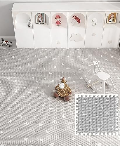 große Puzzlematte 120cm Krabbelmatte Spielmatte Schaumstoffmatten Baby Schaumstoff Puzzle Matte Kinderzimmer Deko (60x60cm, Grau)