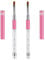 Lot de 2 pinceaux à ongles ovales et plats en gel avec manche en strass, pinceau de design pour nail, stylo à dessin, brosse de nettoyage pour nail, pinceau en gel pour ongles (rose)