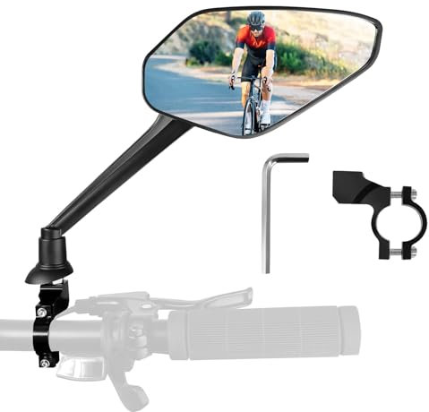 Homieway Fahrradspiegel, Schlagfestes Echtglas Fahrrad Rückspiegel,HD Konvexspiegel, Extra Große Spiegelfläche E-scooter Rückspiegel,Fahrrad Spiegel für E-Bike Lenker Rechts
