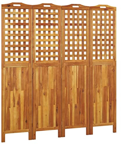 PIXZSSI 4-TLG. Raumteiler Indoor 162x2x180 cm Massivholz Akazie Vielseitig Wohnzimmer Trennwand um Direktes Sonnenlicht Abzublenden Klappdesign Hintergrundwand Platzsparend Verstauen