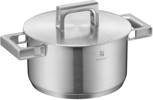 WMF Ultimate Cool Cooking Pot Large 20 cm, Stainless Steel Lid, Induction Casserole Pot 3.4 L, Matt Cromargan Stainless Steel, Heat-Reducing Handles, Induction Pot with Inner Scale, Dishwasher Safe