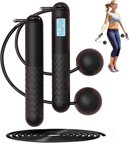 Cordless Skipping Ropes for Adults, Ropeless Skipping Rope with Counter, Smart Digital Gravity Ball Jump Rope, Indoor and Outdoor Fitness Equipment for Men Women (60mm/2.36in)