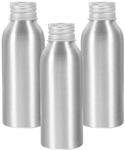 3 Sets Aluminium Bottles Reusable 100ml Metal Travel Bottles with Screw on Lids for Gym Cold Drinks Cosmetic Shampoo Body Washing Gel Essential Oil Liquid