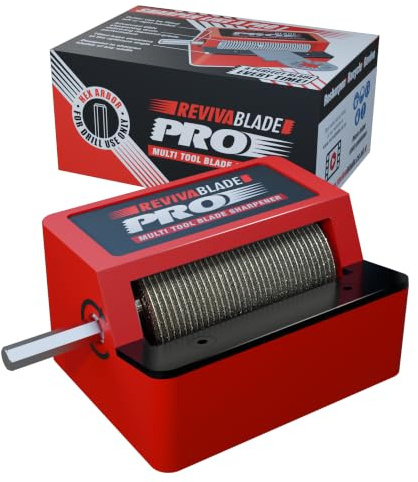 Revivablade® Pro - Multi-Tool Blade Sharpener. Resharpen’s Oscillating Multi-Tool Blades Up to 68mm Wide. Use with Cordless Drill. CBN Sharpening Technology. Diamond Grade Precision. Trades & DIY