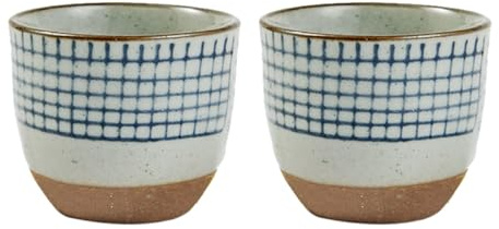 DONFAMDS Conjunto de 2 Tazas de Sake Japonesas de Cerámica, Pintadas, Diseño Simple para Uso Seguro en Casa