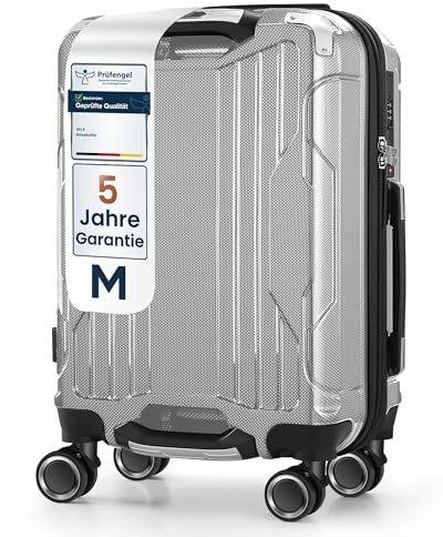 4FLY Aluminium-Rahmen Hartschalen-Handgepäckkoffer Ultraleicht M – 56×38×23 cm (39L) - TSA-Schloss, USB-A/C Ladeanschluss, 4 Spinner-Rollen & Aluminium Teleskopgriff, Erfüllt Airline Vorgaben