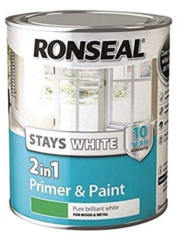 RONSEAL RSLSW21GP750 Stay 2-in-1 Gloss Paint, White, 750 ml