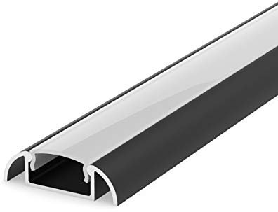 SET: Profil LED, 100cm Profil LED für 8/10mm LED Streifen, aluminium led profil + Abdeckung LT2 (Schwarz Milchig)