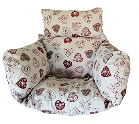 Rattani - Polster, Kissen, Auflage für Rattan Hängeschaukel Schaukelstuhl Rattanschaukel Gr. Sitzfläche 60 x 50 cm Mirha Leinen Herz - Made in EU