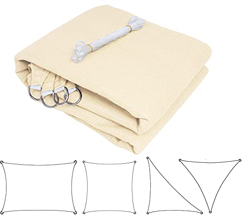 Laneetal Toldo Vela de Sombra triángulo Bloquear UV Transpirable Resistente para jardín Exteriores HDPE 3,6x3,6x5,1 m Crema
