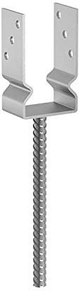 GRUNDLINE - U Pfostenträger 120x120 Beton - Pfostenanker - Stützenfuß - Pfostenträger zum einbetonieren - Stützenschuh U-Form - Balkenträger - Zaunstütze - Bodenanker für Holzpfosten, Pergolen