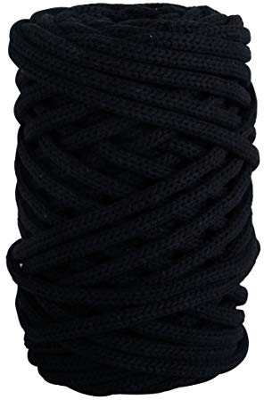 Rayher Braidy Recycling Garn, geflochten, 6 mm Ø, schwarz, 250 g Knäuel, Lauflänge ca. 27 m, Strickgarn, Häkelgarn, Textilgarn, Bastelgarn, 42011576