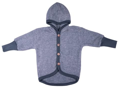 Cosilana Baby Fleece-Jacke mit Kapuze kbT Wolle Bio Baumwolle Made in Germany (DE/NL/SE/PL, Numerisch, 86, 92, Marine-Melange)