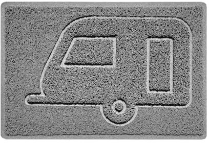 Nicoman CARAVAN Embossed Shape Door Mat Dirt-Trapper Jet-Washable Doormat-(Use Outdoor ONLY)- (60x40cm/23.6x15.7inches, Small) Grey