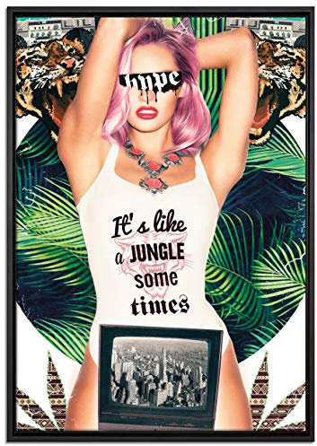 Pixxprint Jungle Like Leinwandbild 100x70 cm im Bilderahmen, Wandbild, Schattenfugenrahmen, Kein Poster