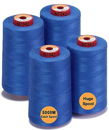 New brothread - 28 Optionen - 4 Große Konen 5000M Allzweck Polyester Nähgarn 40S/2 (Tex27) zum Nähen, Quilten, Patchwork, Serger und Overlock - Patriot Blue