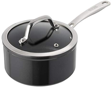 KUHN RIKON Easy Pro - Cazo con tapa de cristal (aluminio, 16 cm, 1,6 L), color negro