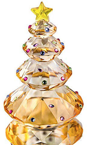 QFkris Figura de árbol de Navidad de cristal, pisapapeles de cristal, adorno de mesa, regalo creativo de Navidad (champán)