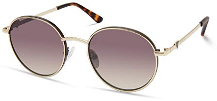 GUESS Women's GUA00005 Round Sunglasses, Gold/Tortoise/Brown Mirror, 51mm