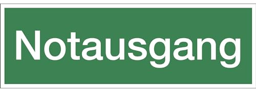 Textschild Notausgang, Folie, Format: 297 x 105 mm, Rettungszeichen