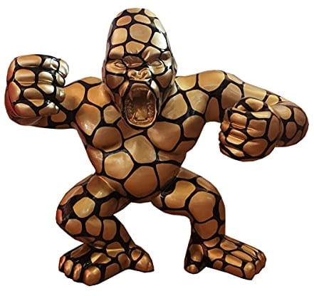Casa Padrino Designer Deko Skulptur Gorilla Affe Gold/Schwarz 125 x 60 x H. 102 cm - Wetterbeständige Dekofigur - Garten Terrassen Deko