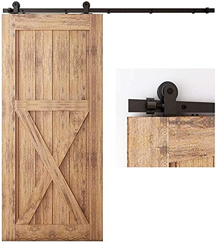 CCJH 183CM (6FT) Sliding Barn Door Hardware Kit, Heavy Duty Carbon Steel Sliding Door Closet Track Set for Single Door - T Style Hanger