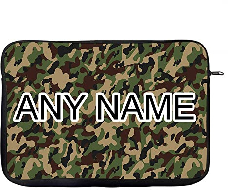 Personalised Green army themed Birthday,Secret Santa, Stocking Filler,Christmas Laptop Sleeve, Laptop Organiser, Laptop Case Office use. (14)