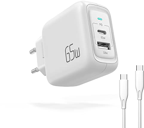 imuto 65W USB C Chargeur Rapide 2 Ports avec GaN Tech PD 3.0 PPS Livraison de Puissance Chargeur Mural pour iPhone 14/13/12, iPad Pro, Galaxy S20/S10,MacBook Pro/Air, Dell XPS 13, Note 20/10+ (Blanc)